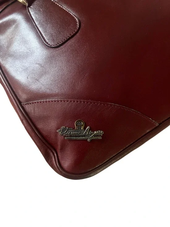 Etienne Aigner Vintage Leather Business Deep Burgundy Shoulder Bag - Picture 7 of 10